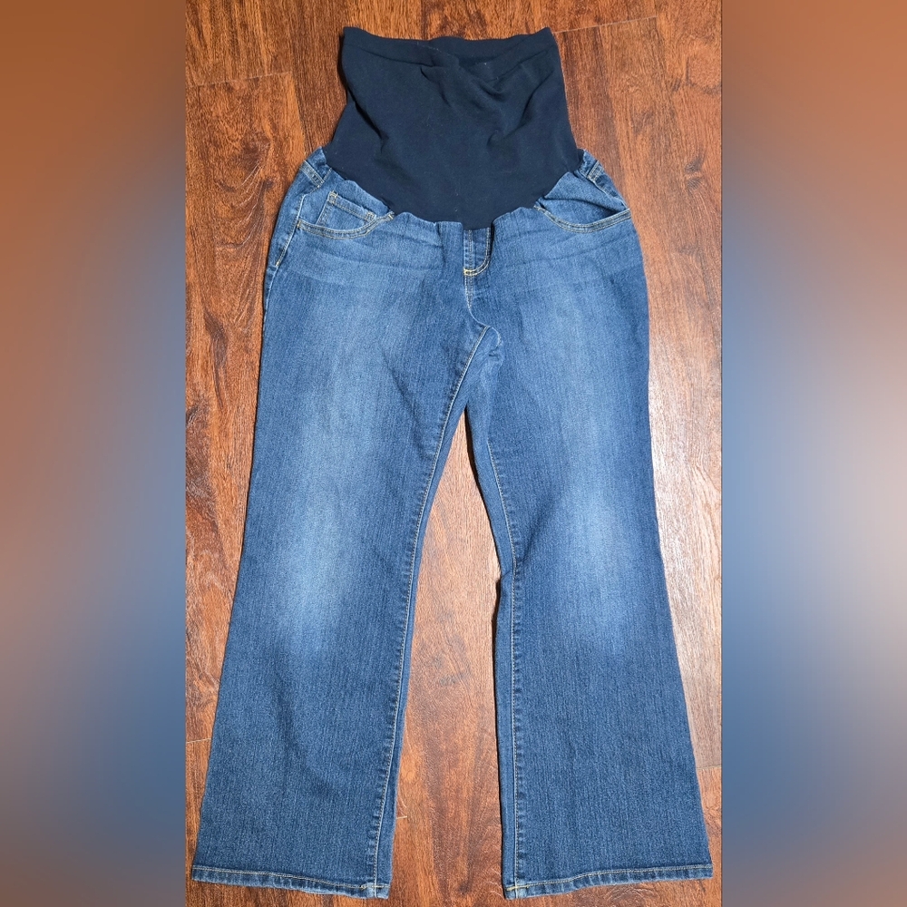 Indigo blue maternity jeans women's size Petite medium
